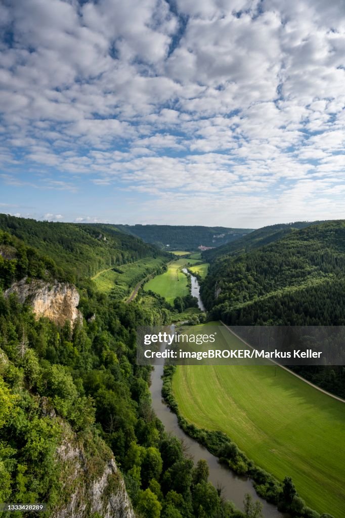 View from the Knopfmacherfelsen into the Danube valley, Beuron, Swabian Alb, Baden-Wuerttemberg, Germany