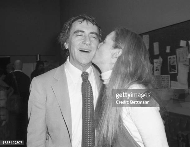 Academy Award-winning actress Meryl Streep and Joseph Papp pose together following a rehearsal of "Alice in Concert." Produced by Papp, the show...