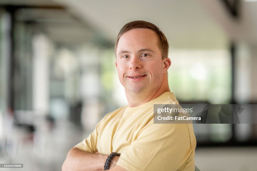 Portrait of man with Down syndrome
