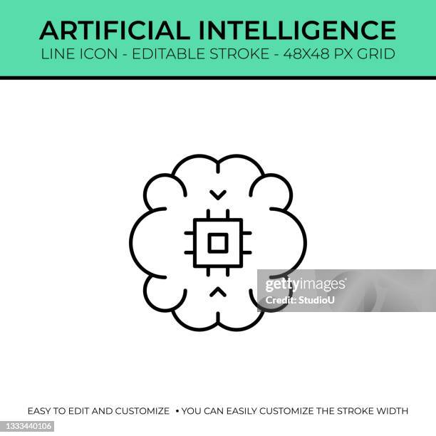 einzeiliges symbol für künstliche intelligenz - brain stem stock-grafiken, -clipart, -cartoons und -symbole