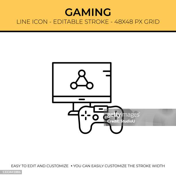 gaming platform single line icon - gaming headset stock illustrations