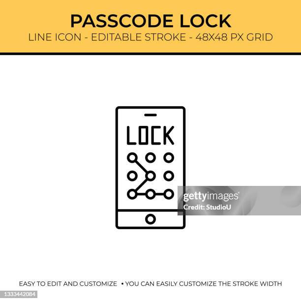passcode single line icon - login button stock illustrations
