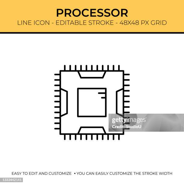 stockillustraties, clipart, cartoons en iconen met processor single line icon - semiconductor