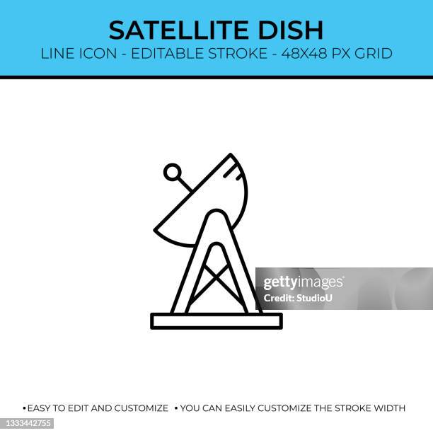 satellite dish single line icon - communications tower editable stock illustrations