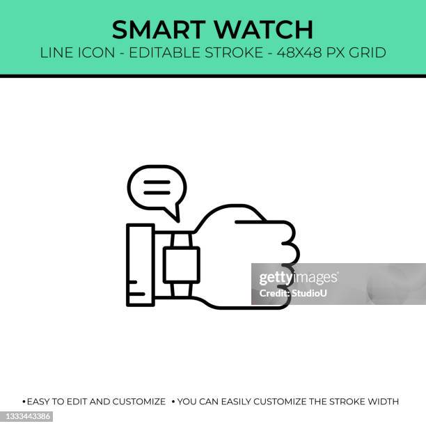 smart watch single line icon - wrist stock illustrations