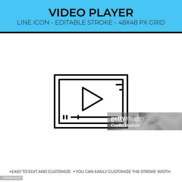 video player single line icon - video player interface stock illustrations