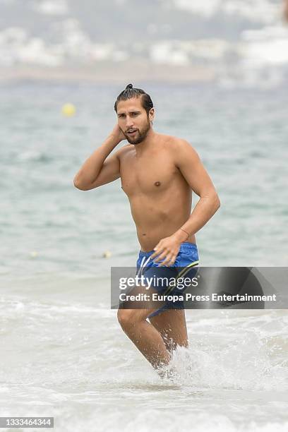 Gianmarco Onestini is seen at the beach on August 10, 2021 in Ibiza, Balearic Islands, Spain.