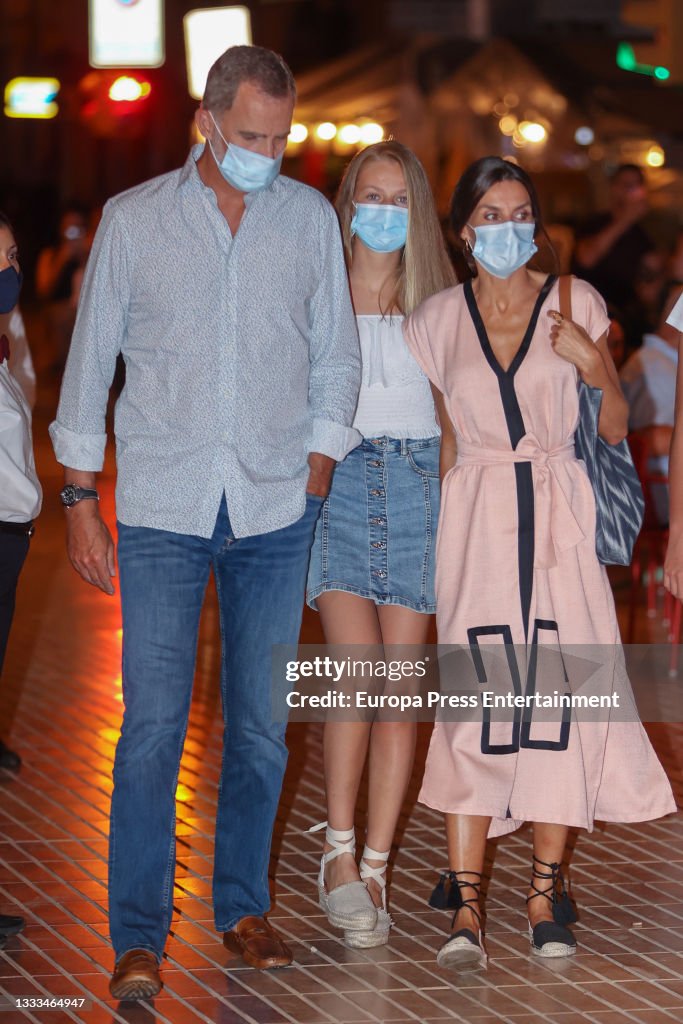 Their Majesties The King And Queen, Princess Leonor And Infanta Sofia Attend A Family Dinner During Their Holidays In Majorca