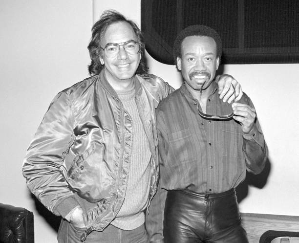 American singer-songwriter and actor Neil Diamond and American singer, musician, songwriter, and record producer Maurice White , of the American band...