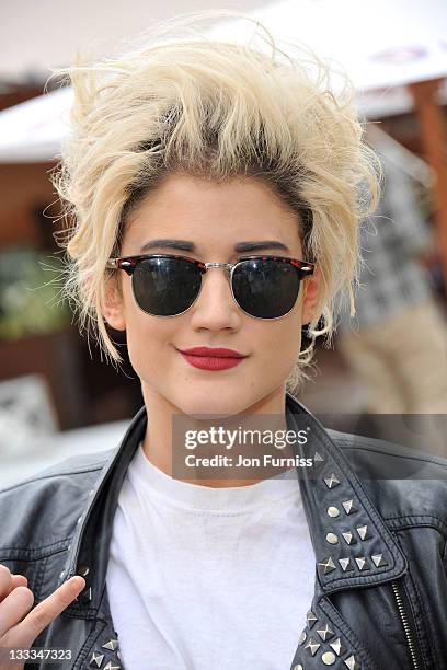 Katie Waissel posing at Barclaycard Unwind VIP Pod during Wireless Festival 2011 at Hyde Park, on July 3, 2011 in London, England.