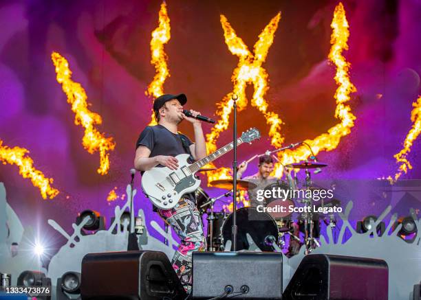 Patrick Stump of Fall Out Boy performs during the Hella Mega Tour at Comerica Park on August 10, 2021 in Detroit, Michigan.