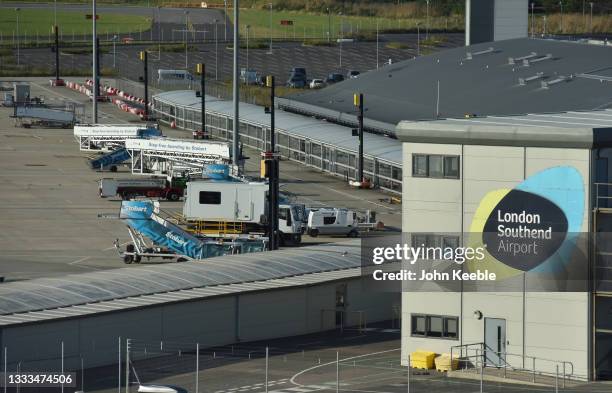 General view of a quiet London Southend Airport after Ryanair announced its withdrawal on August 10, 2021 in Southend, England. The airport's owners...