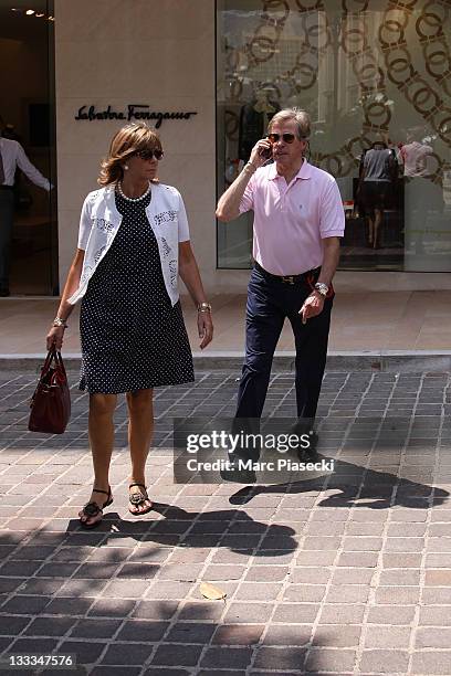 Prince Leopold of Bavaria and his wife Uschi of Bavaria are sighted around the 'Hermitage' hotel before the Royal Wedding of Prince Albert II of...