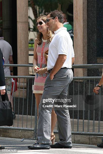 Louis de Bourbon, Duke of Anjou and his wife Maria Margarita Vargas Santaella are sighted around the 'Hermitage' hotel before the Royal Wedding of...