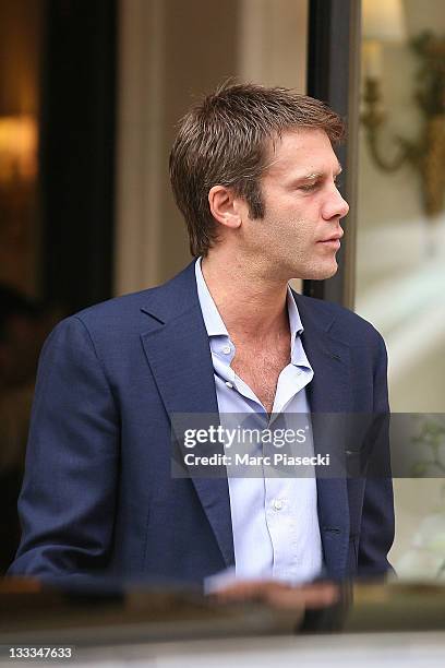 Emanuele Filiberto of Savoia leaves the 'Hermitage' hotel before the ceremony of the Royal Wedding of Prince Albert II of Monaco to Charlene...