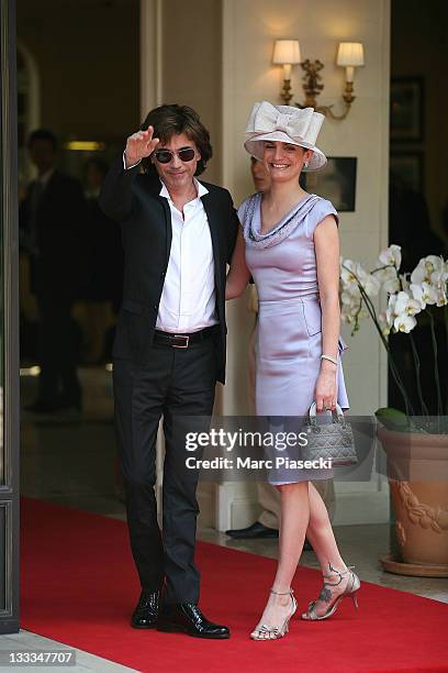 Composer Jean-Michel Jarre and his daughter Emilie are sighted at the 'Hermitage' hotel to attend the Royal Wedding of Prince Albert II of Monaco to...