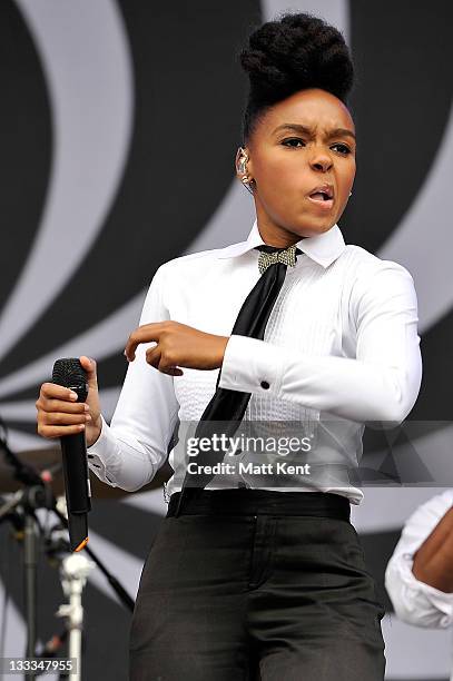 Janelle Monae performs on day two of Wireless Festival at Hyde Park on July 2, 2011 in London, England.