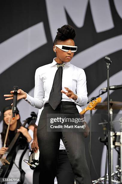 Janelle Monae performs on day two of Wireless Festival at Hyde Park on July 2, 2011 in London, England.