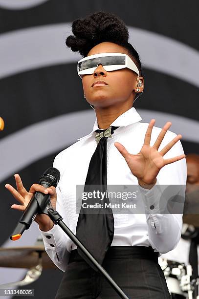 Janelle Monae performs on day two of Wireless Festival at Hyde Park on July 2, 2011 in London, England.