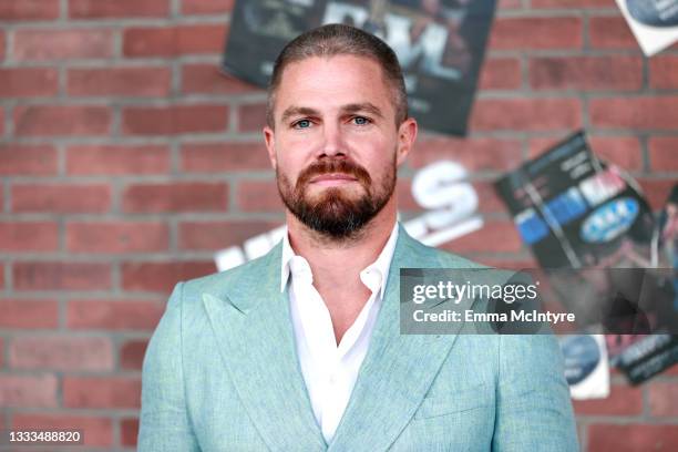 Stephen Amell is seen as STARZ celebrates the premiere of its new series "Heels" on August 10, 2021 in Los Angeles, California.