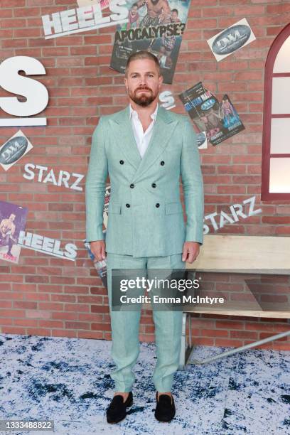 Stephen Amell is seen as STARZ celebrates the premiere of its new series "Heels" on August 10, 2021 in Los Angeles, California.