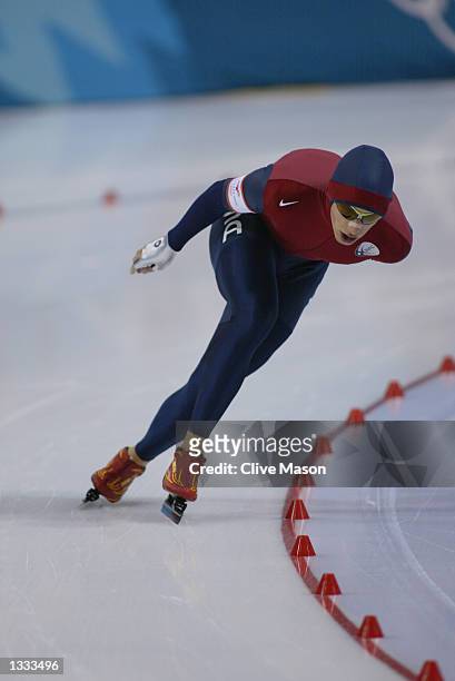 Jason Hedstrand of the United States competes in the men's 10000m speed skating event during the Salt Lake City Winter Olympic Games on February 22,...