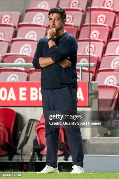 Rui Vitoria, Head Coach of FC Spartak Moskva reacts during the UEFA Champions League Third Qualifying Round Leg Two match between SL Benfica and...