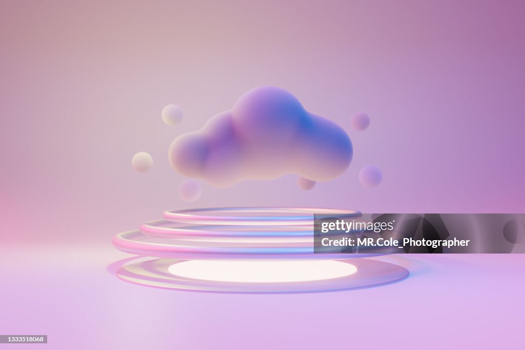 3d rendered cloud computing technology and innovation conceptual in pastel color