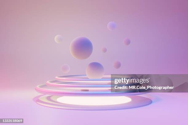 3d rendered technology and innovation conceptual in pastel color - tridimensional imagens e fotografias de stock