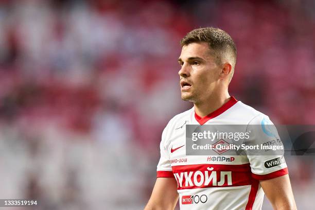 Roman Zobnin of FC Spartak Moskva looks on during the UEFA Champions League Third Qualifying Round Leg Two match between SL Benfica and Spartak...