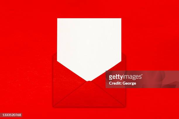 love letter. white card with red paper - valentine's day holiday stock-fotos und bilder