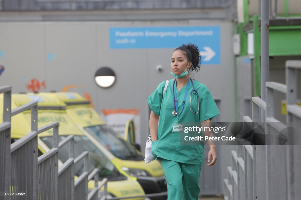 Medical worker outside of hospital