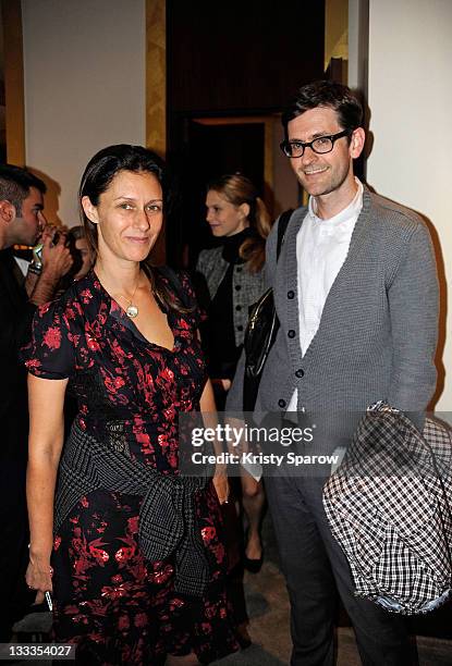 Vogue USA team, Sally Singer and guest attend the Aperlai collection launch as part of the Paris Womenswear Fashion Week Spring/Summer 2010 on...