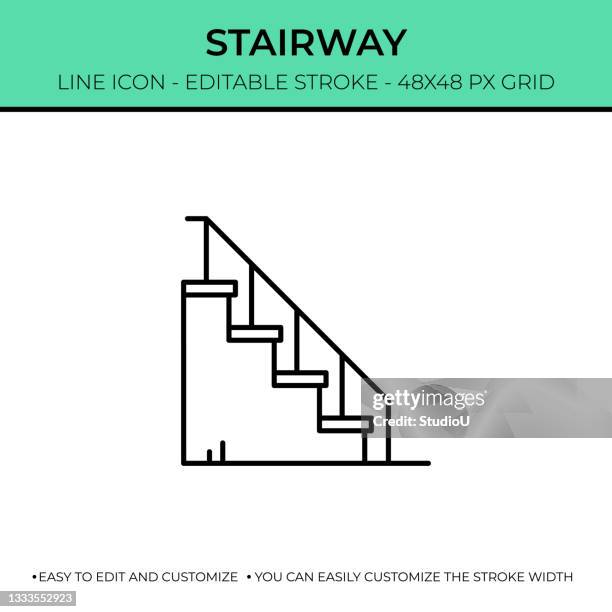 stairway line icon design - house staircase stock illustrations