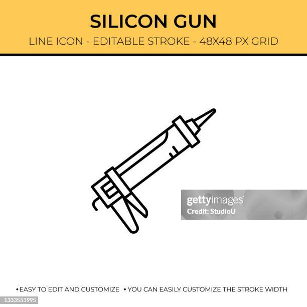 bildbanksillustrationer, clip art samt tecknat material och ikoner med caulking gun line icon design - silicone