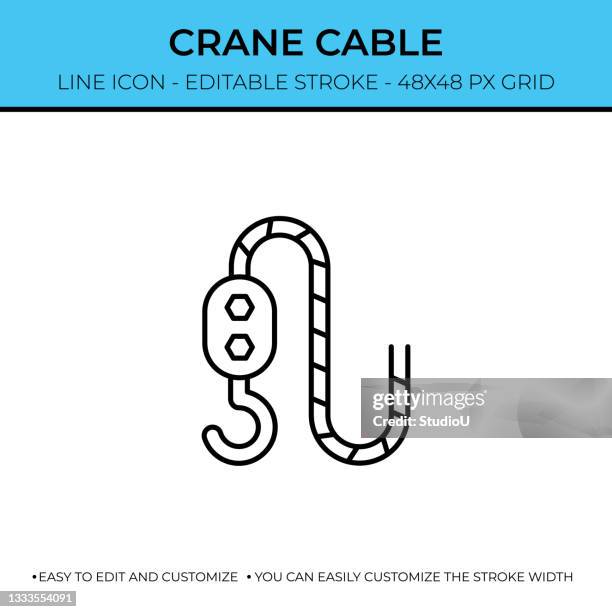 stockillustraties, clipart, cartoons en iconen met crane cable line icon design - crane machinery