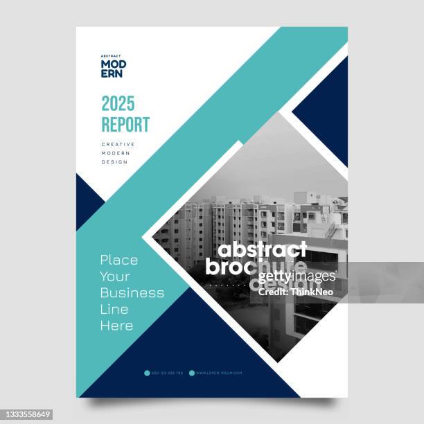blue and teal brochure annual report cover flyer poster layout - a4 folder stock illustrations