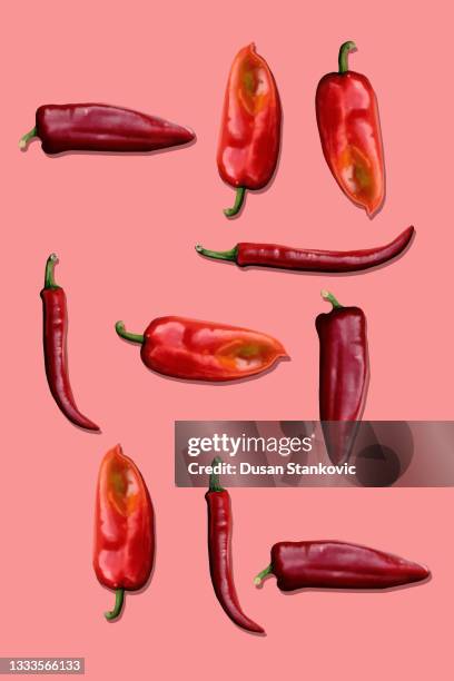 red pepper and chili stock illustration - paprika stock illustrations