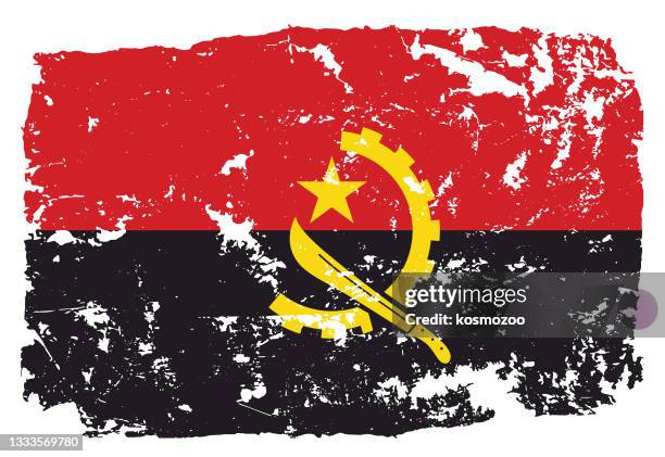 grunge styled flag of angola - angola flag stock illustrations