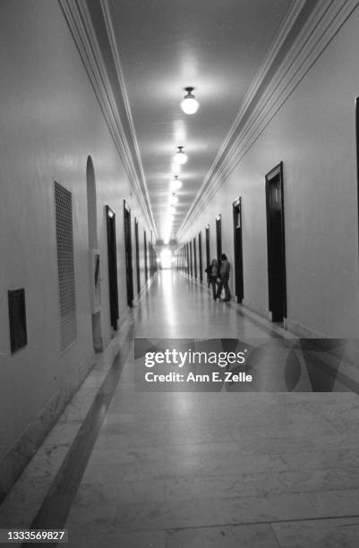 View along a hallway in the Russell Senate Office Building, Washington DC, October 3, 1973. The photo was taken during the ongoing Senate Watergate...