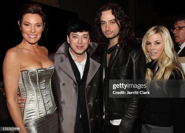 LuAnn de Lesseps, Malan Breton, Constantine Maroulis and Tinsley Mortimer attend Malan Breton Fall 2010 at Stage 37 on February 17, 2010 in New York...