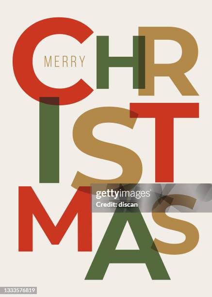 weihnachtskarte mit typografie-grüßen. - typografie stock-grafiken, -clipart, -cartoons und -symbole