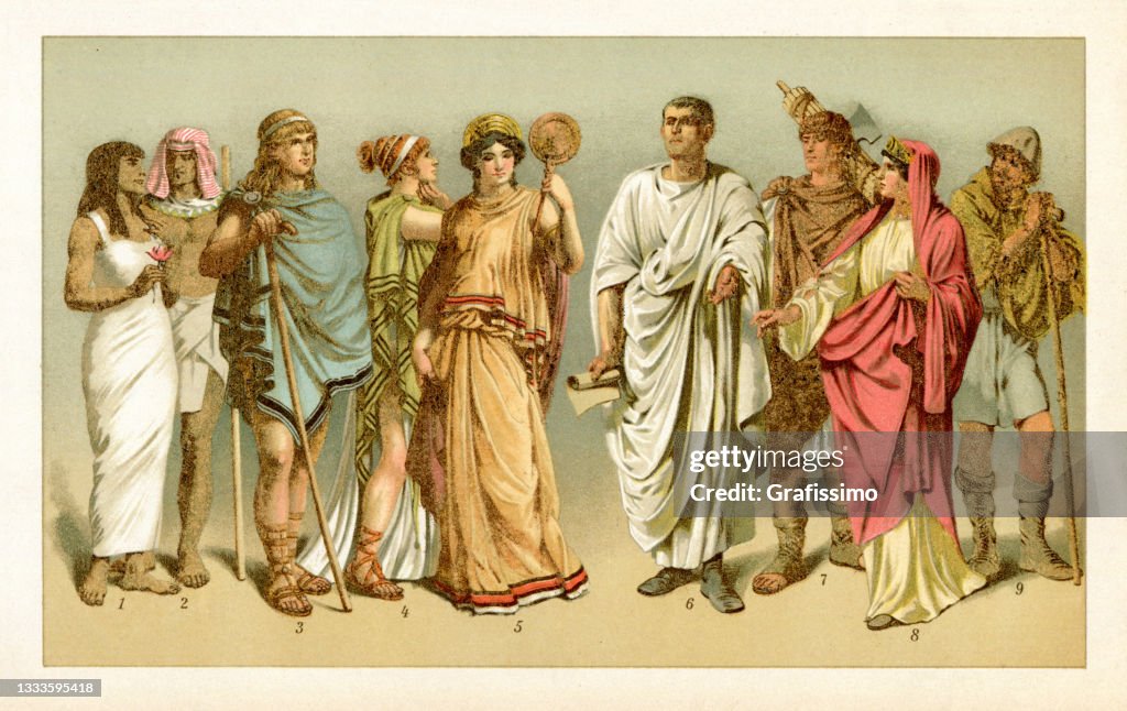 Ancient Period Costume Of Ancient Rome Greece And Egypt High-Res Vector ...