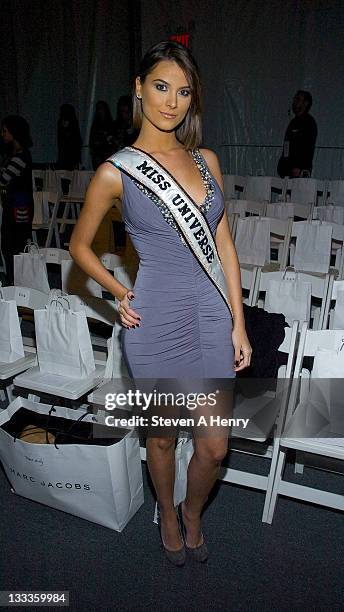 Miss Universe Stefania Fernandez attends Venexiana Fall 2010 during Mercedes-Benz Fashion Week at Bryant Park on February 12, 2010 in New York City.