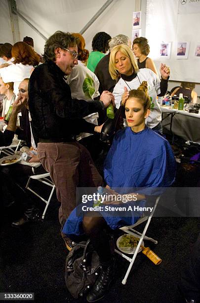 Atmosphere backstage at the Venexiana Fall 2010 during Mercedes-Benz Fashion Week at Bryant Park on February 12, 2010 in New York City.