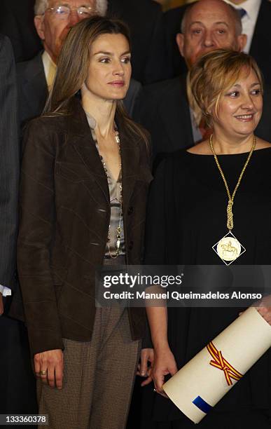 Princess Letizia of Spain attends the 'Rey Jaime I Awards' at Lonja de los Mercaderes on February 4, 2010 in Valencia, Spain.