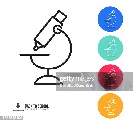 Modern e-learning and education microscope icon concepts thin line style - editable stroke Modern e-learning and education microscope icon concepts thin line style - editable stroke