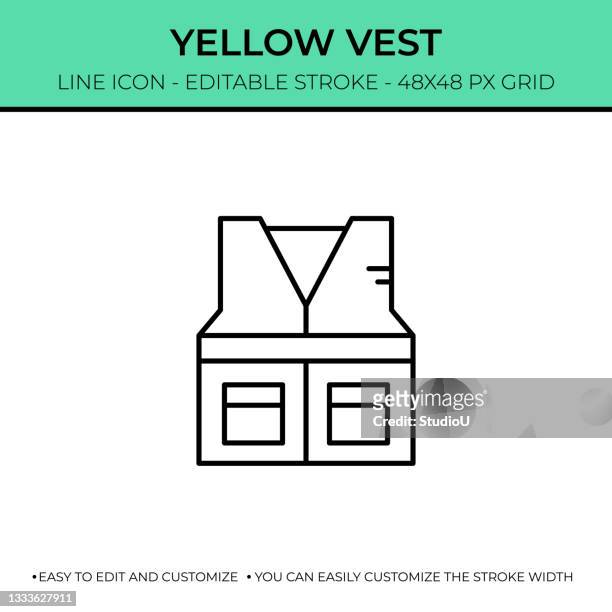 yellow vest line icon design - reflective clothing stock illustrations