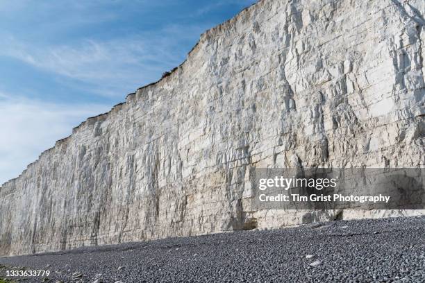 seven sisters cliffs and beach, east sussex, uk - seven sisters klif stockfoto's en -beelden