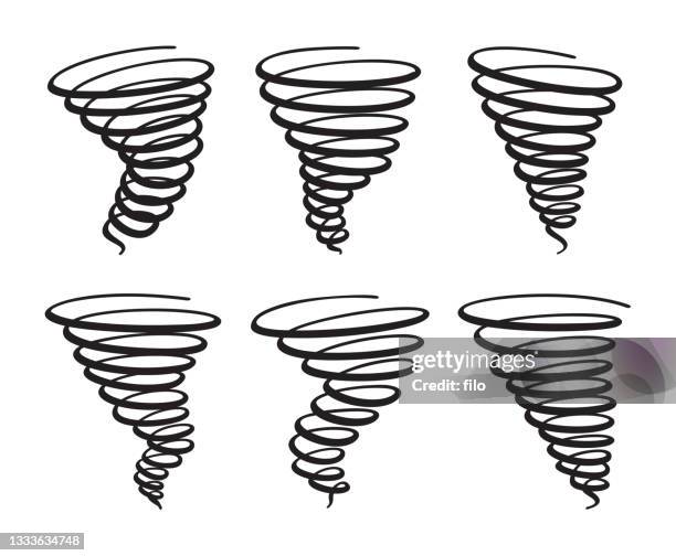 tornado spiral spin dizzy line drawing symbol - cyclone stock illustrations